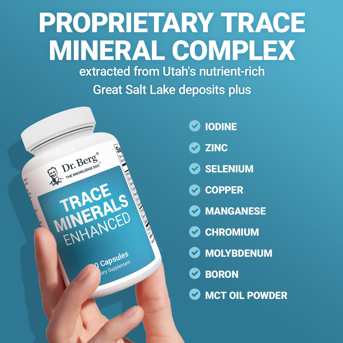 Buy supplements Dr. Berg Trace Minerals Enhanced Complex - Complete with 70+ Minerals Including 10 mg of Zinc - Dietary Supplement - 60 Capsules - Vitaza UK Supplements UK