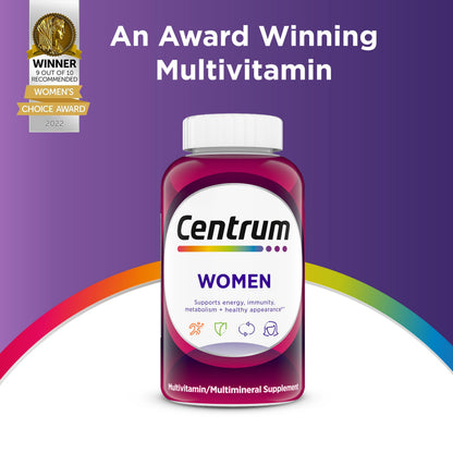 Buy supplements Centrum Multivitamin for Women, Multimineral Supplement with Iron, Vitamin D3, B Vitamins and Antioxidant Vitamins C and E, Gluten Free - Vitaza UK Supplements UK