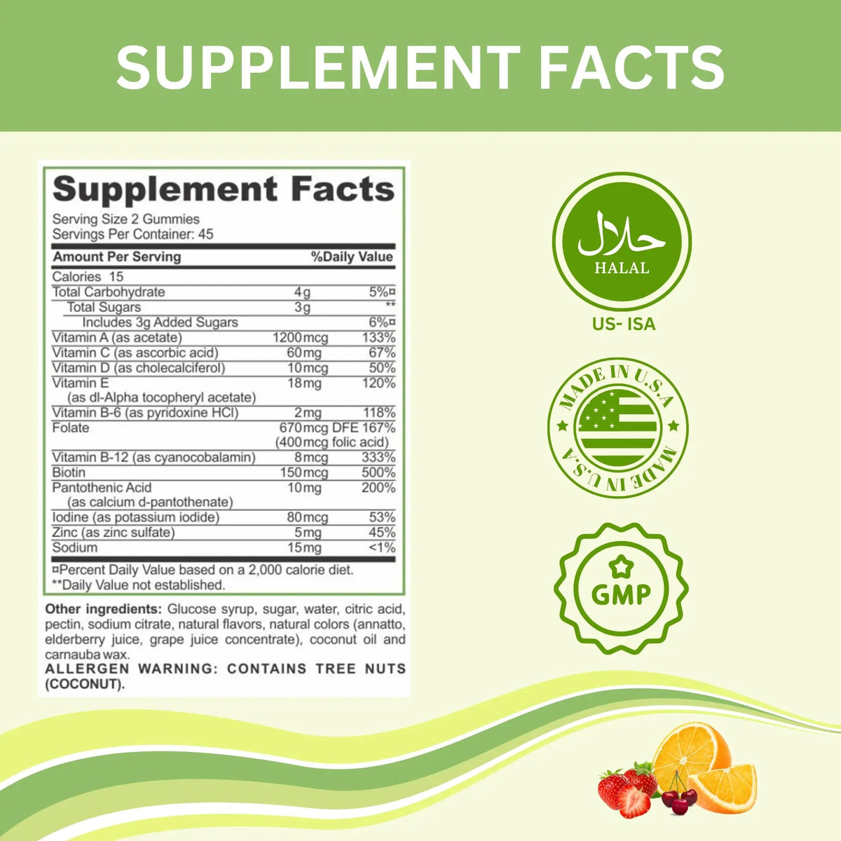 Greenfield Nutritions Halal Multivitamins for Adults | 90 Halal Vitamins for Women & Men | All Essential Gelatin Free Halal Gummy Vitamin, Mineral GREEN FIELD NUTRITIONS