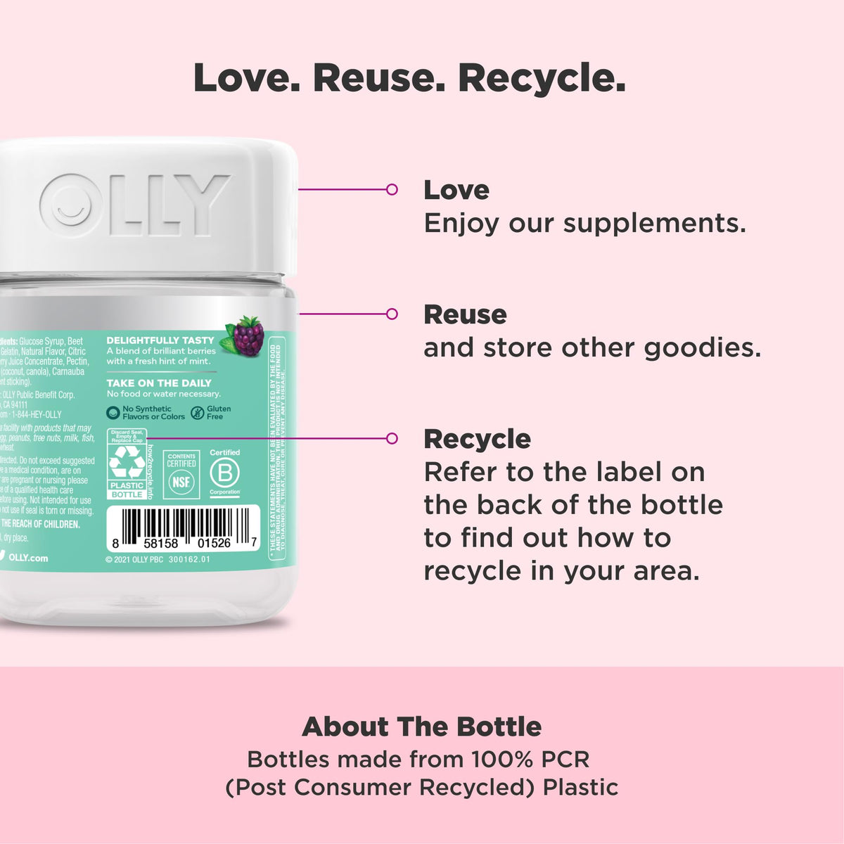 Buy supplements OLLY Flawless Complexion Gummy, Clear and Healthy Skin Support, Vitamins E, A, Zinc, Chewable Supplement, Berry - 50 Count (Pack of 1) - Vitaza UK Supplements UK