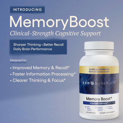 Buy supplements EcoNugenics Memory Boost Supplement – Clinically Studied Ingredients to Support Brain Focus & Health – Nootropic Formula with Bacopa Monnieri, Boswellia Serrata - Vitaza UK Supplements UK