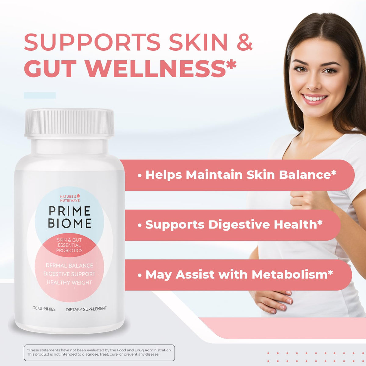 Buy supplements Nature’s NutriWave PrimeBiome Probiotic Gummies – Plant-Based Blend with Inulin, Lion’s Mane, Ginger & More– Non-GMO, No Stimulants, GMP Certified - Vitaza UK Supplements UK