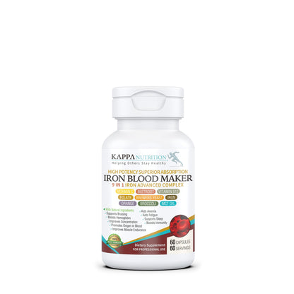 Buy supplements KAPPA NUTRITION Iron 26mg, Vitamin C & Orange 150mg, Folate 667mcg DFE, Vitamin B12, Beetroot, Brewers Yeast, Broccoli & MCT Oil - Vitaza UK Supplements UK