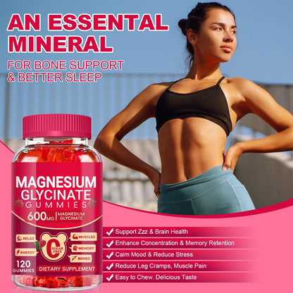 Buy supplements Magnesium Glycinate Gummies 600mg, Sugar Free Magnesium Gummies for Adults, Chewable Potassium Supplements for Body Support - Vitaza UK Supplements UK