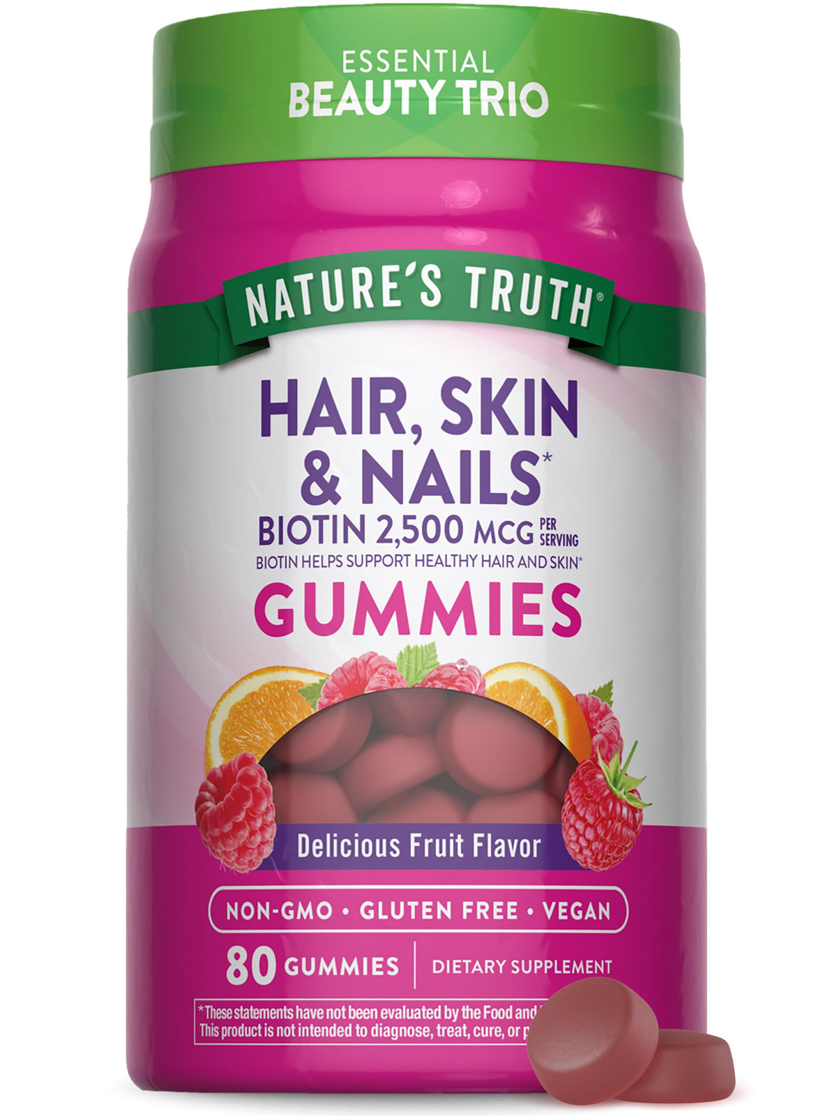 Buy supplements Nature's Truth Hair Skin and Nails Gummies | 80 Count | 2500mcg of Biotin | Vegan, Non-GMO, Gluten Free Supplement - Vitaza UK Supplements UK
