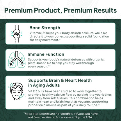 Buy supplements Organics Ocean Better D3 + K2-100% Organic VIT D3 and K2 Supplements with Maximum Bioavailability - Supports Bone Density, Calcium Balance - Vitaza UK Supplements UK