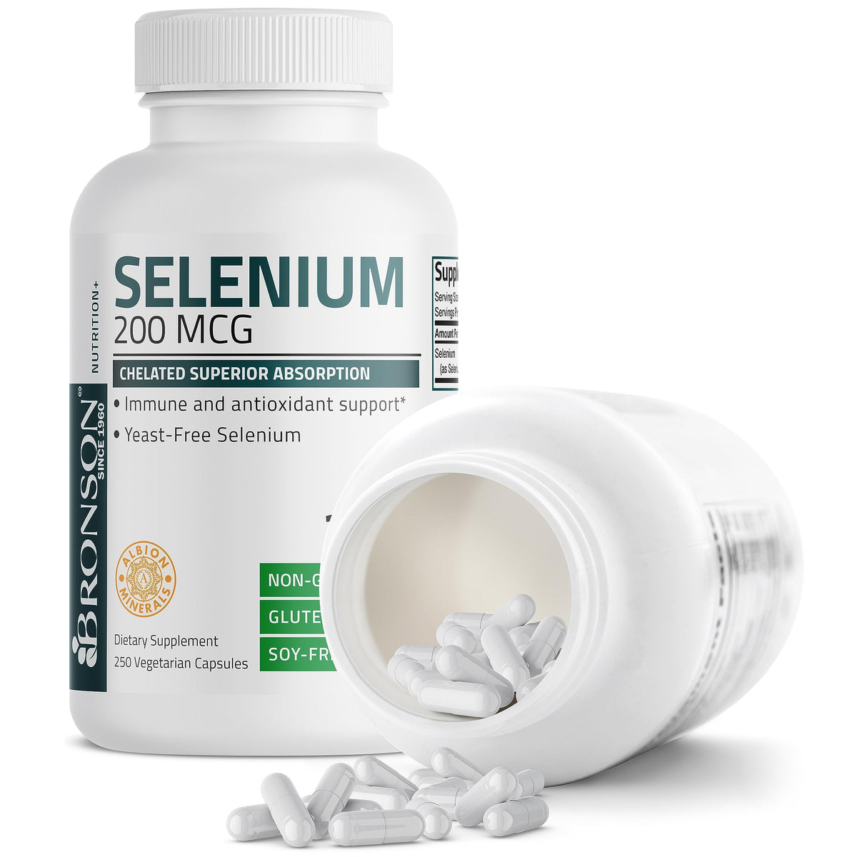 Bronson Selenium 200 mcg – Yeast Free Chelated Amino Acid Complex - Essential Trace Mineral with Superior Absorption