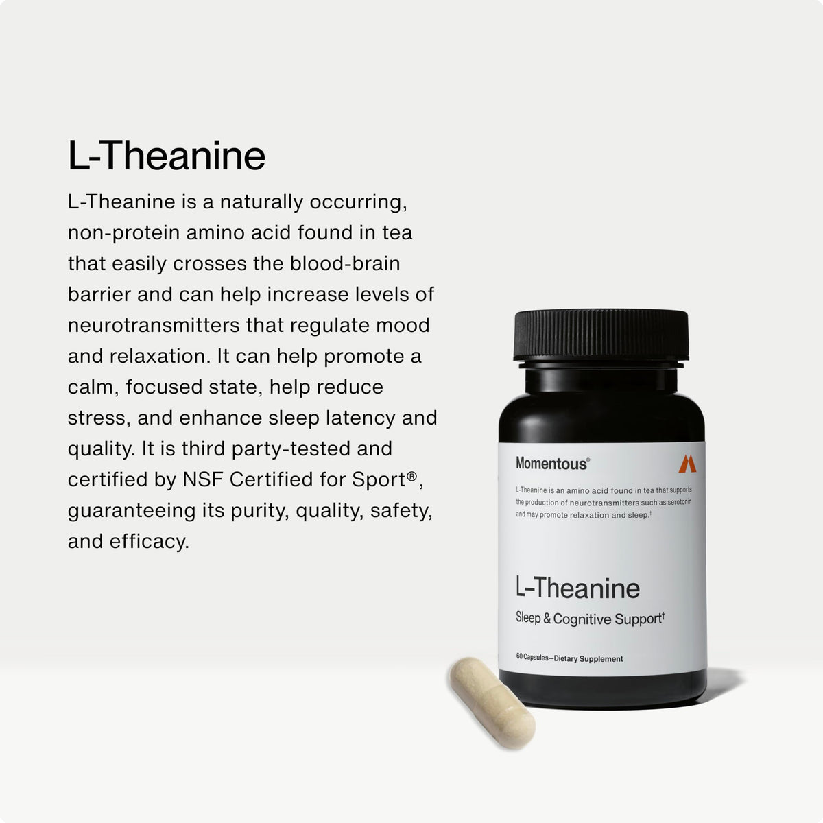 Buy supplements Momentous L-Theanine Supplement - 200 mg Capsules to Promote Relaxation & Focus - NSF Certified for Sport - Vitaza UK Supplements UK