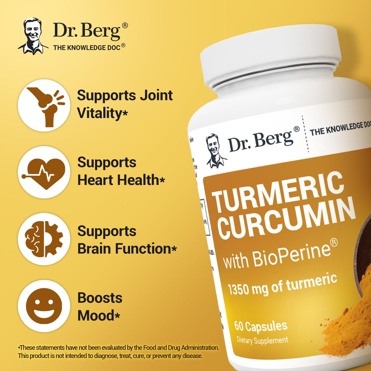 Buy supplements Dr. Berg (Only 2 Per Day) Turmeric Supplement with Black Pepper (BioPerine) - 1350 mg Turmeric Curcumin Supplement with 95% Curcuminoids – Turmeric Curcumin with Black Pepper – 60 Turmeric Capsules - Vitaza UK Supplements UK