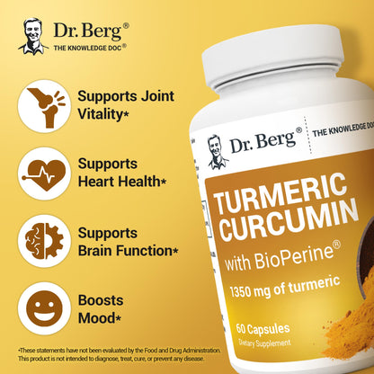 Buy supplements Dr. Berg (Only 2 Per Day) Turmeric Supplement with Black Pepper (BioPerine) - 1350 mg Turmeric Curcumin Supplement with 95% Curcuminoids – Turmeric Curcumin with Black Pepper – 60 Turmeric Capsules - Vitaza UK Supplements UK