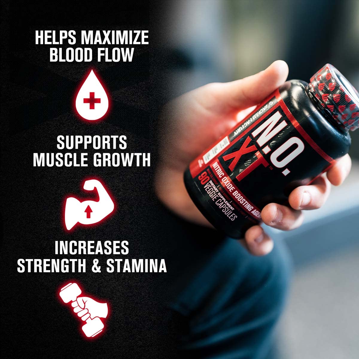 Jacked Factory N.O. XT Nitric Oxide Supplement, Growth Surge Post Workout Muscle Builder, Build XT Muscle Builder