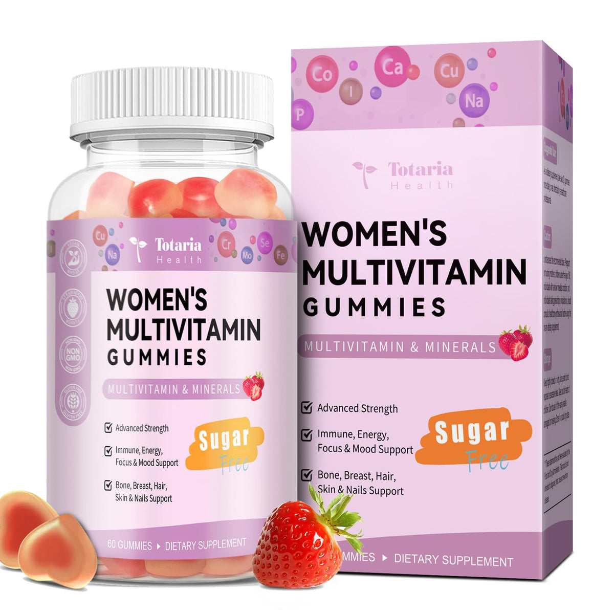 Buy supplements Totaria Sugar Free Multivitamin Gummies for Women 14+ w/Iron, Inositol, Folate, Biotin, Womens Daily Multivitamin Gummy w/Vitamin A, C, B, D3, K2, for Hair, Skin, Vitaza UK Supplements UK