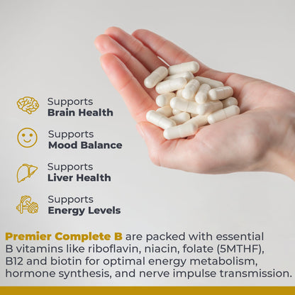 Buy supplements Premier Research Labs Complete B - Vitamin B Complex Supplement for Optimal Health | Vitamin B Supplement with Biotin | 9 Active B Vitamins | for Liver - Vitaza UK Supplements UK