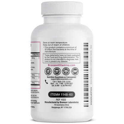 Buy supplements Bronson Women's Probiotic 50 Billion CFU + Prebiotic with Cranberry & D-Mannose – Vaginal Health, Healthy Digestion, Immune Function and Urinary Tract Support, Non-GMO, 60 Vegetarian Capsules - Vitaza UK Supplements UK