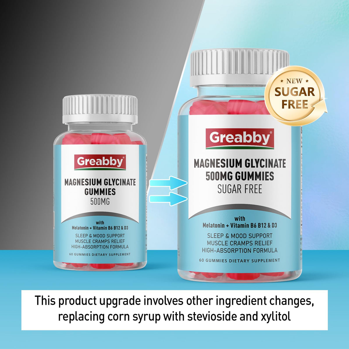 Buy supplements Greabby Magnesium Glycinate Gummies 500mg for Adults Sleep Support, Chewable Magnesium Gummies for Women & Men - Vitaza UK Supplements UK