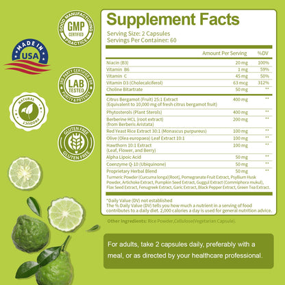 Buy supplements Citrus Bergamot Supplement for High Cholesterol - Italian Citrus Bergamot & Plant Sterols Stanols Natural Way to Balance Cholesterol Level, Vitaza UK Supplements UK