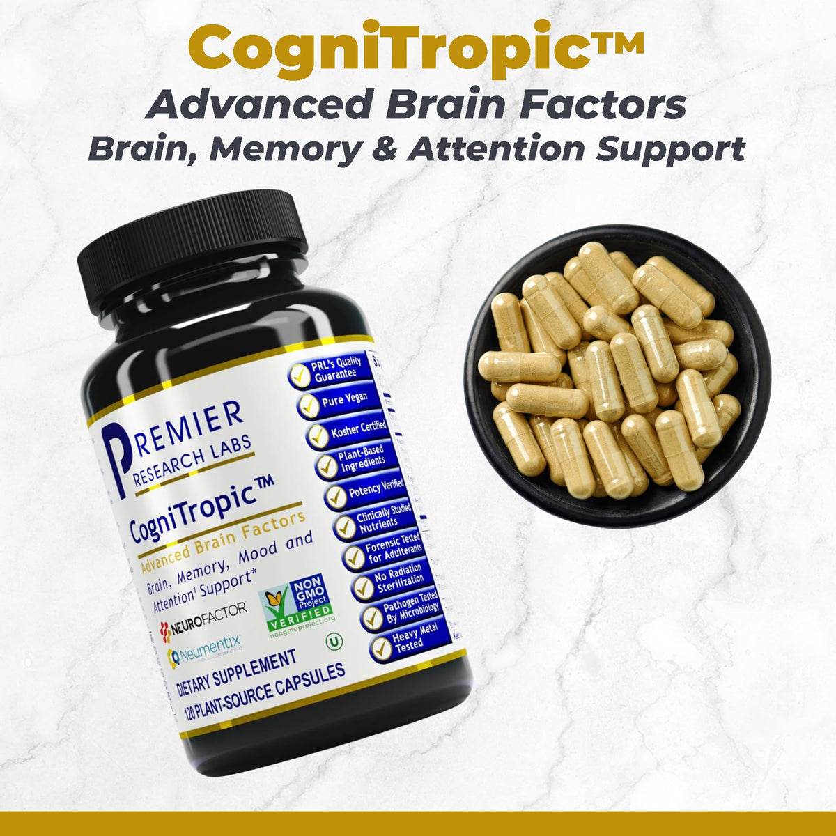 Buy supplements Premier Research Labs Cognitropic - Supplements for Memory and Focus, Focus Supplement, Brain and Memory Power Boost, Clarity Vitamins - Vitaza UK Supplements UK