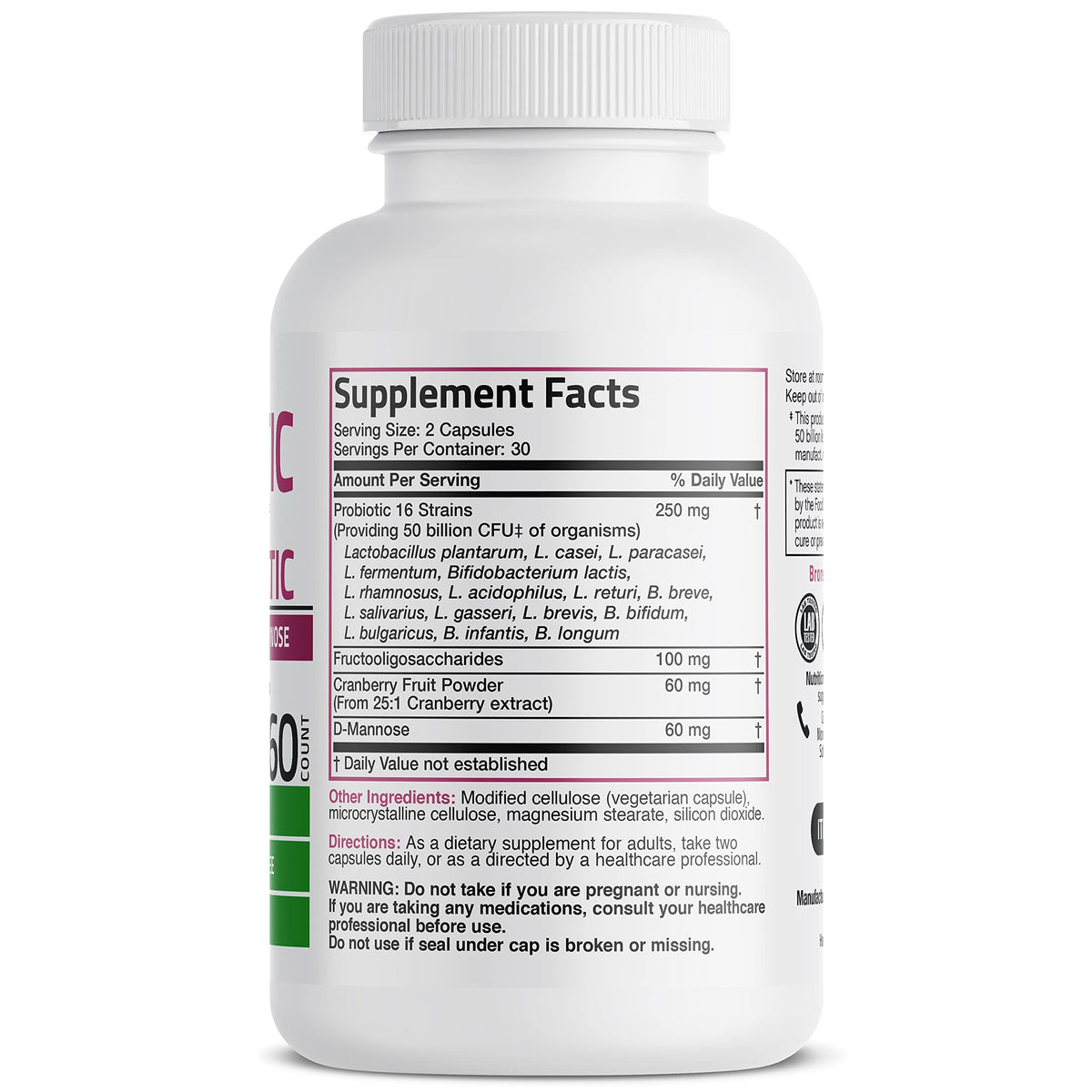 Buy supplements Bronson Women's Probiotic 50 Billion CFU + Prebiotic with Cranberry & D-Mannose – Vaginal Health, Healthy Digestion, Immune Function and Urinary Tract Support, Non-GMO, 60 Vegetarian Capsules - Vitaza UK Supplements UK
