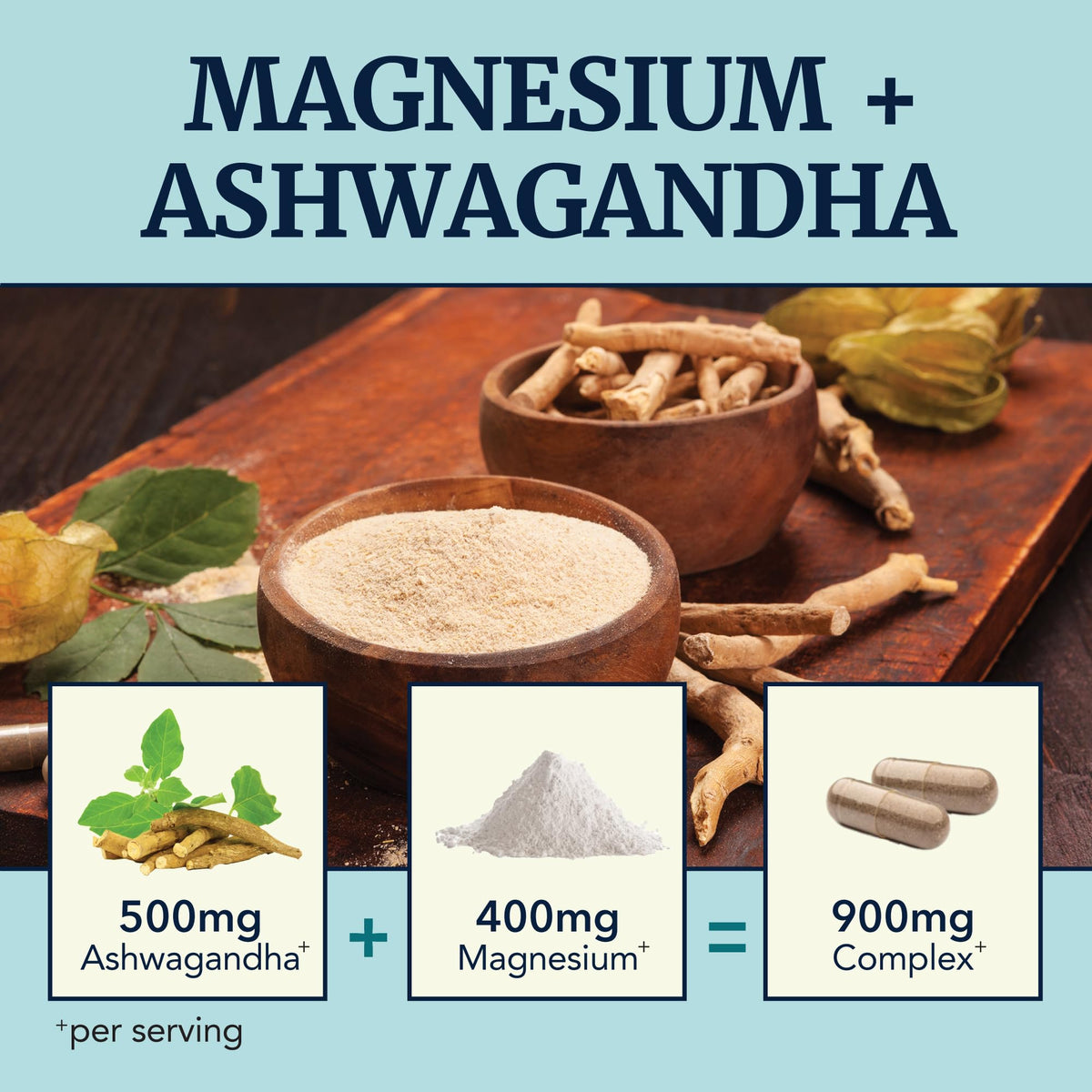 Buy supplements Magnesium Ashwagandha | Calming Magnesium Supplement for Adults | Relax, Rest, Calm Mood & Sleep Support | Mag Citrate & Oxide 400 mg + Ashwagandha 500 mg - Vitaza UK Supplements UK