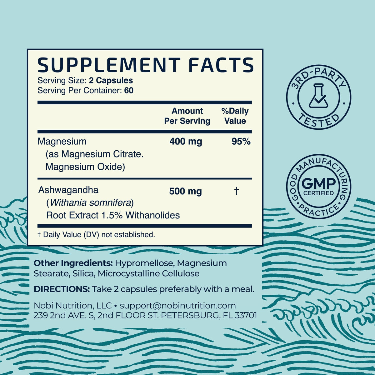 Buy supplements Magnesium Ashwagandha | Calming Magnesium Supplement for Adults | Relax, Rest, Calm Mood & Sleep Support | Mag Citrate & Oxide 400 mg + Ashwagandha 500 mg - Vitaza UK Supplements UK