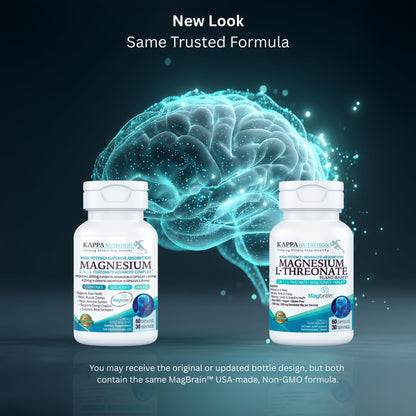 Buy supplements Kappa Nutrition Powered by Magbrain™ Magnesium L-Threonate Plant-Based, 60 Vegan Capsules, 420mg Elemental Magnesium (3 Capsules) from 2,253mg - Vitaza UK Supplements UK