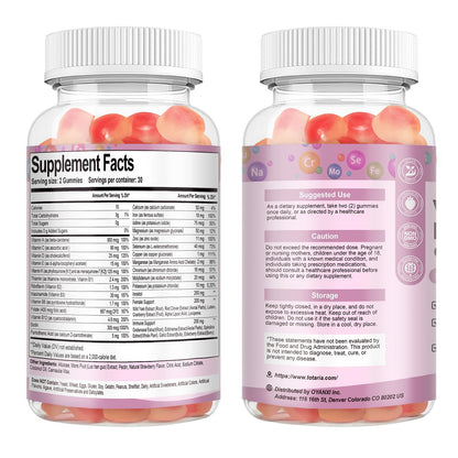 Buy supplements Totaria Sugar Free Multivitamin Gummies for Women 14+ w/Iron, Inositol, Folate, Biotin, Womens Daily Multivitamin Gummy w/Vitamin A, C, B, D3, K2, for Hair, Skin, Vitaza UK Supplements UK