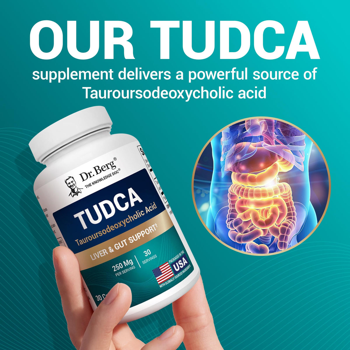 Buy supplements Dr. Berg TUDCA Supplement (Tauroursodeoxycholic Acid) - Powerful Formula for Liver Health, Bile Flow, Gallbladder Support - Vitaza UK Supplements UK