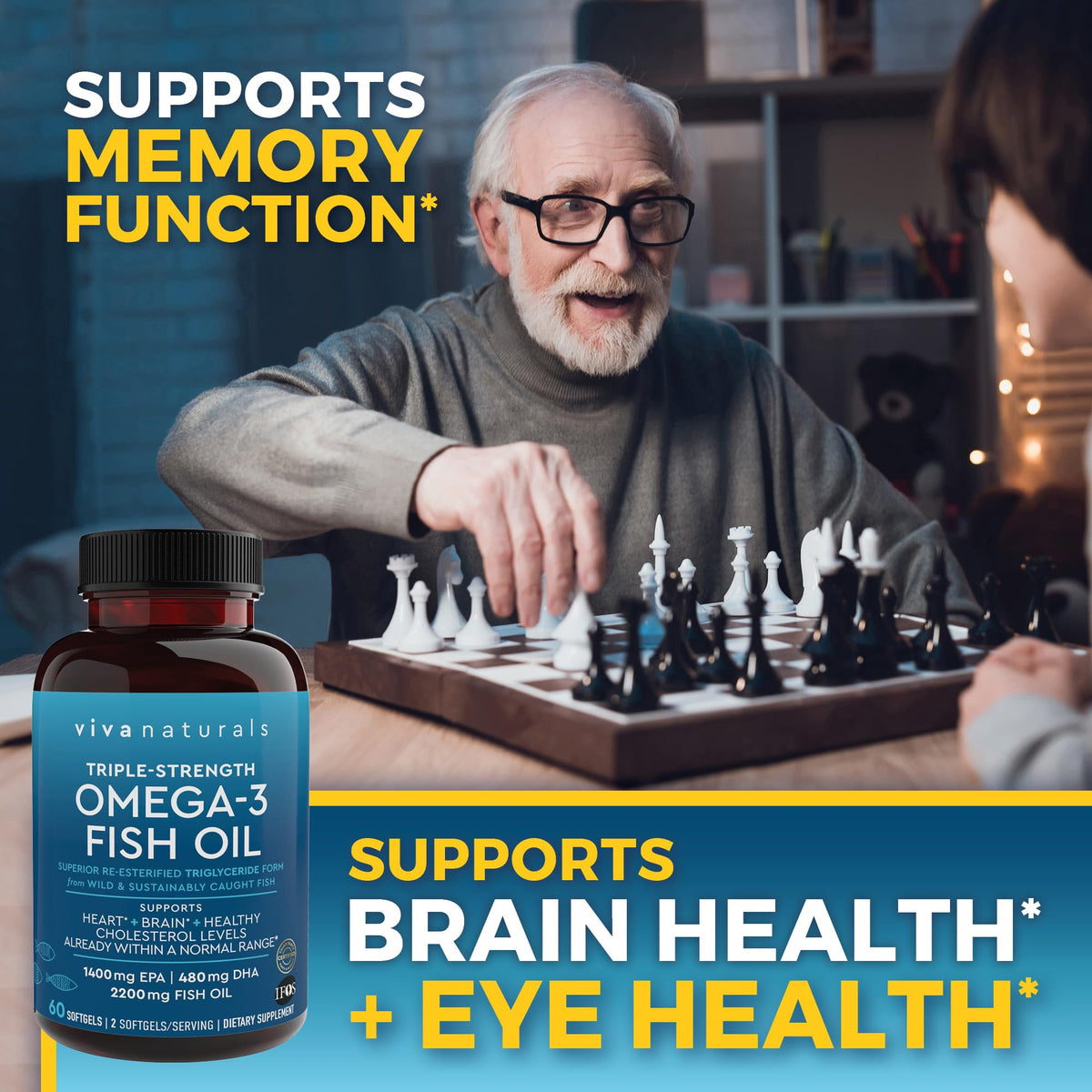 Viva Naturals Triple Strength Omega 3 Fish Oil Supplement - 2200 mg Wild Caught Viva NaturalsBuy Supplements Australia