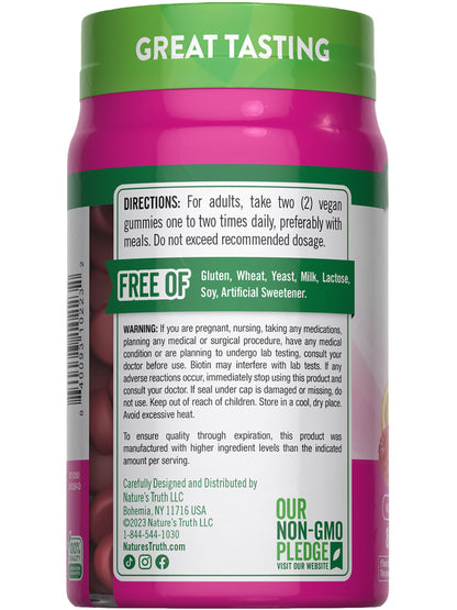 Buy supplements Nature's Truth Hair Skin and Nails Gummies | 80 Count | 2500mcg of Biotin | Vegan, Non-GMO, Gluten Free Supplement - Vitaza UK Supplements UK