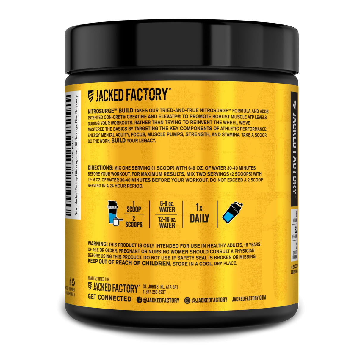 Buy supplements Jacked Factory Nitrosurge Build Pre Workout with Creatine for Muscle Building - Con Cret Creatine Powder & elevATP for Intense Energy, Powerful Pump, Vitaza UK Supplements UK