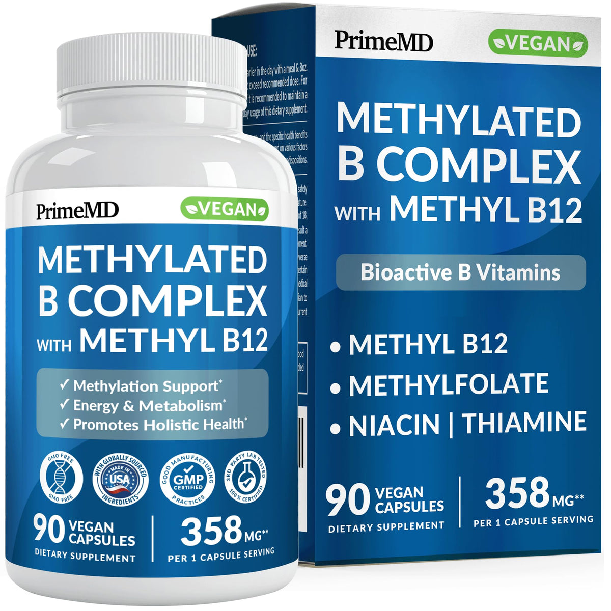 Buy supplements Methylated B Complex with Methylfolate and B12 Methylcobalamin 1000 mcg - Methylated Multivitamin for Energy, Brain Function, and Wellness - Vitamin B Complex for Men & Women - Vitaza UK Supplements UK