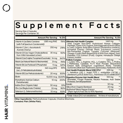 Buy supplements Codeage Hair Vitamins 10000 mcg Biotin, Keratin, Collagen, Vitamin A, B12, C, D3, E, Zinc, Turmeric, Probiotics, Enzymes, Inositol - Hair Care Support - Vitaza UK Supplements UK