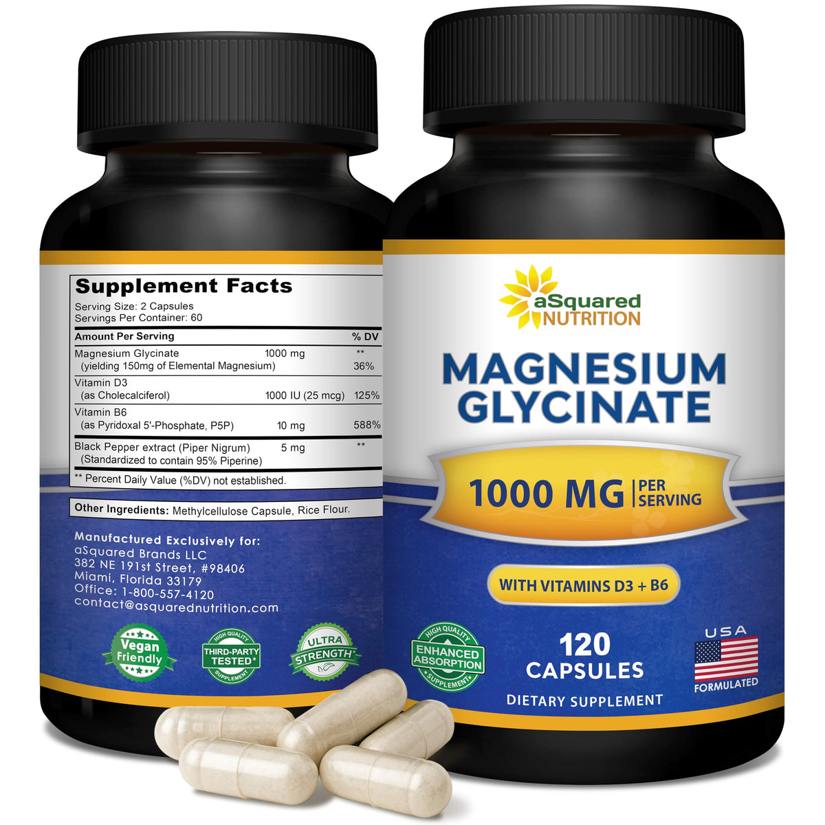 Buy supplements Magnesium Glycinate 1000mg with Vitamin D3 & B6-500mg per Capsule - Pure Elemental Mag Supplement Complex for Sleep, Muscle, Bone Health - Vitaza UK Supplements UK