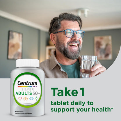 Buy supplements Centrum Silver Multivitamin for Adults 50 Plus, Multivitamin/Multimineral Supplement, Vitamin D3, B Vitamins, Gluten Free, Non-GMO Ingredients - Vitaza UK Supplements UK