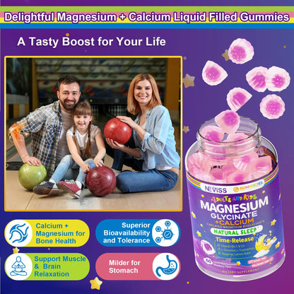 Buy supplements Neviss Magnesium Glycinate + Calcium Filled Gummies for Adults and Kids 4+, Kids Sleep Gummies Melatonin Free, Sugar Free Magnesium Supplement with B6 D3, Vitaza UK Supplements UK