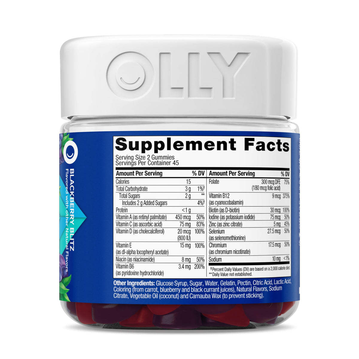 Buy supplements OLLY Men's Multivitamin Gummy, Vitamins A, C, D, E, B, Zinc, Blackberry Flavor, 45 Day Supply - 90 Count - Vitaza UK Supplements UK