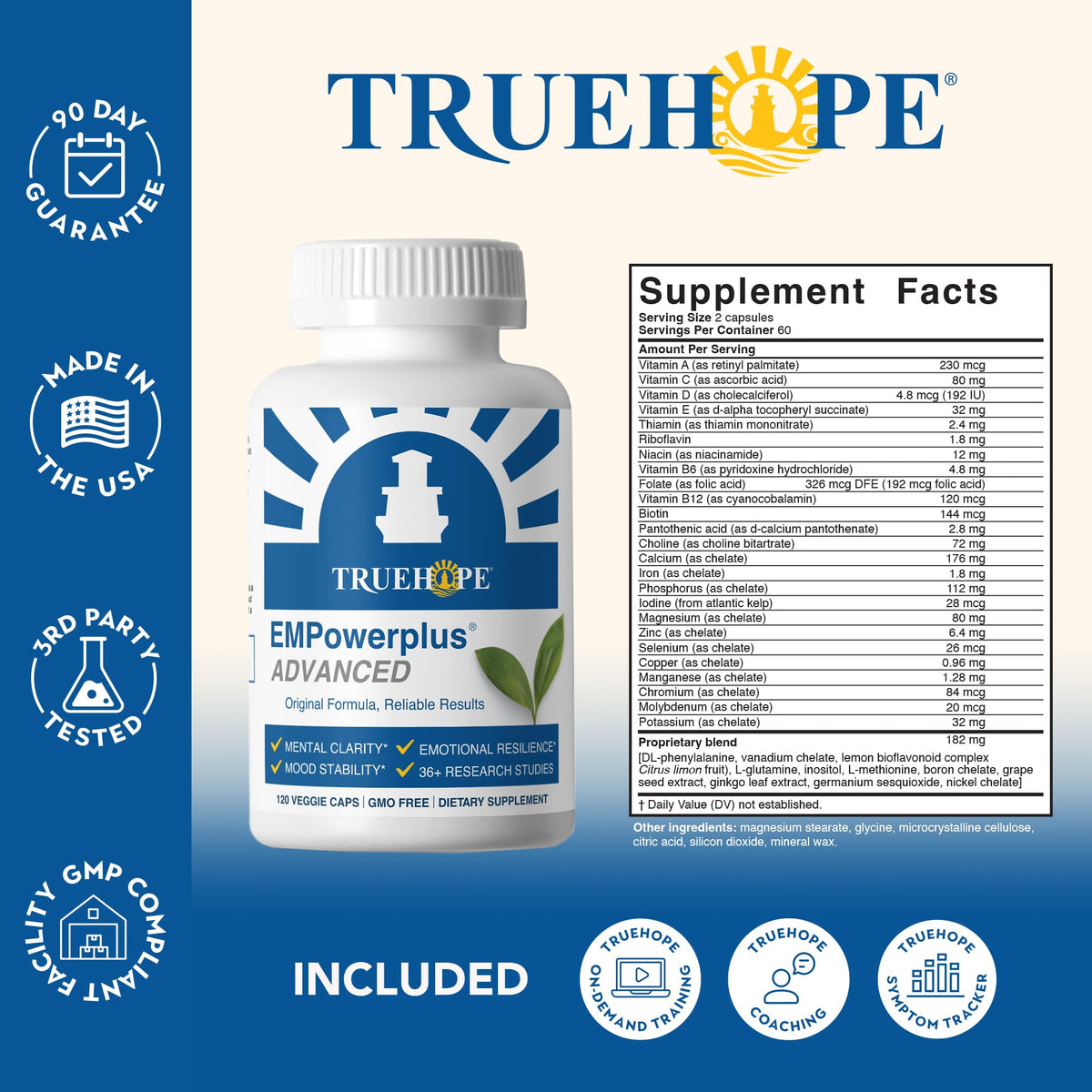 Buy supplements Truehope EMPowerplus Advanced Multivitamin for Women & Men - Broad-Spectrum Multivitamins & Chelated Minerals | 1000% Better Absorption - Vitaza UK Supplements UK