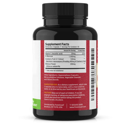 Buy supplements ForestLeaf D Mannose Supplements for Women & Men - D-Mannose 1000mg Capsules with Cranberry, Hibiscus & VIT C - DMannose Pills for UTI - Vitaza UK Supplements UK