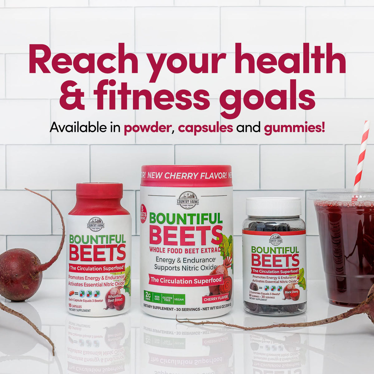 Buy supplements Country Farms Bountiful Beets, Wholefood Beet Extract Superfood, Helps Support Healthy Circulation and Promote Energy - Vitaza UK Supplements UK