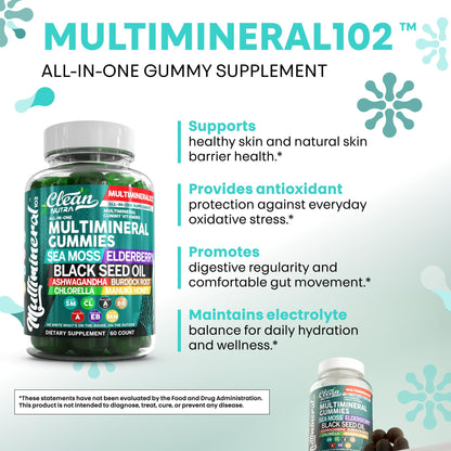 Buy supplements Sea Moss Gummies | Clinically Tested - Black Seed Oil Ashwagandha Elderberry Burdock Root Chlorella Manuka Honey - Vegan Irish Sea Moss Gummy Vitamins - Vitaza UK Supplements UK