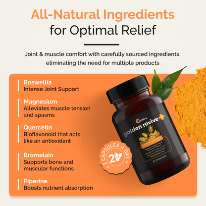 Buy supplements UpWellness Golden Revive + Joint Support Supplement Featuring Turmeric with Black Pepper, Quercetin, and Magnesium- Turmeric Boswellia Supplement - Vitaza UK Supplements UK