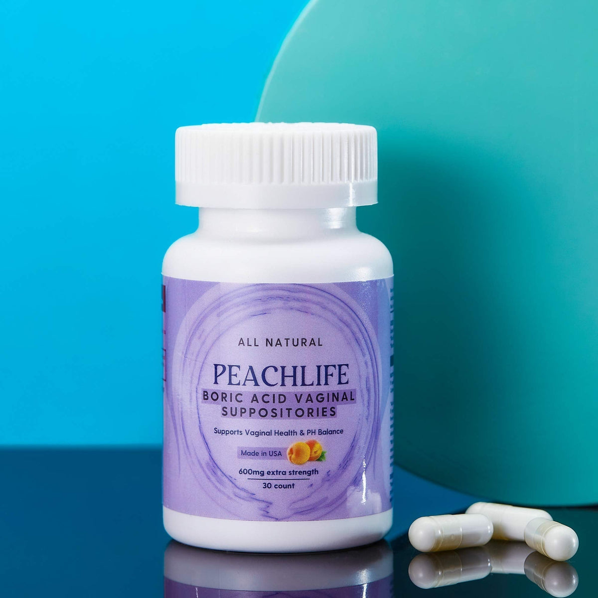 Peachlife Boric Acid Suppositories in Vegetable Capsules - USA Made - Vaginal pH PeachlifeBuy Supplements Australia
