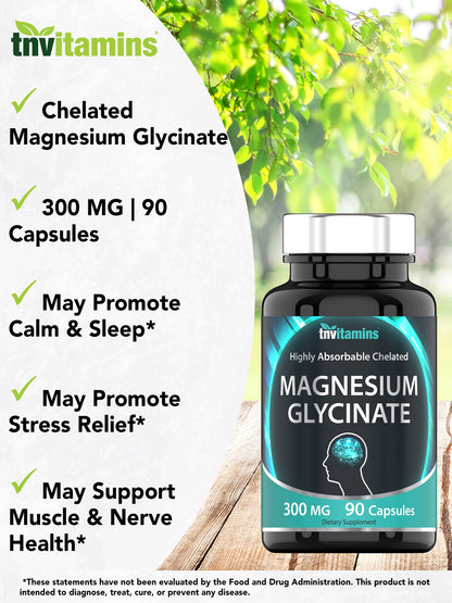 Buy supplements tnvitamins Magnesium Glycinate 300mg, 90 Capsules | High Absorption Chelated Magnesium for Sleep, Calm & Muscle Support - Vitaza UK Supplements UK