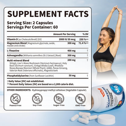 Buy supplements VEV DeepCalm Magnesium Complex for Women – 15-in-1 Glycinate & Citrate Capsules with Ashwagandha & L-Theanine – 120 Vegan Capsules - Vitaza UK Supplements UK