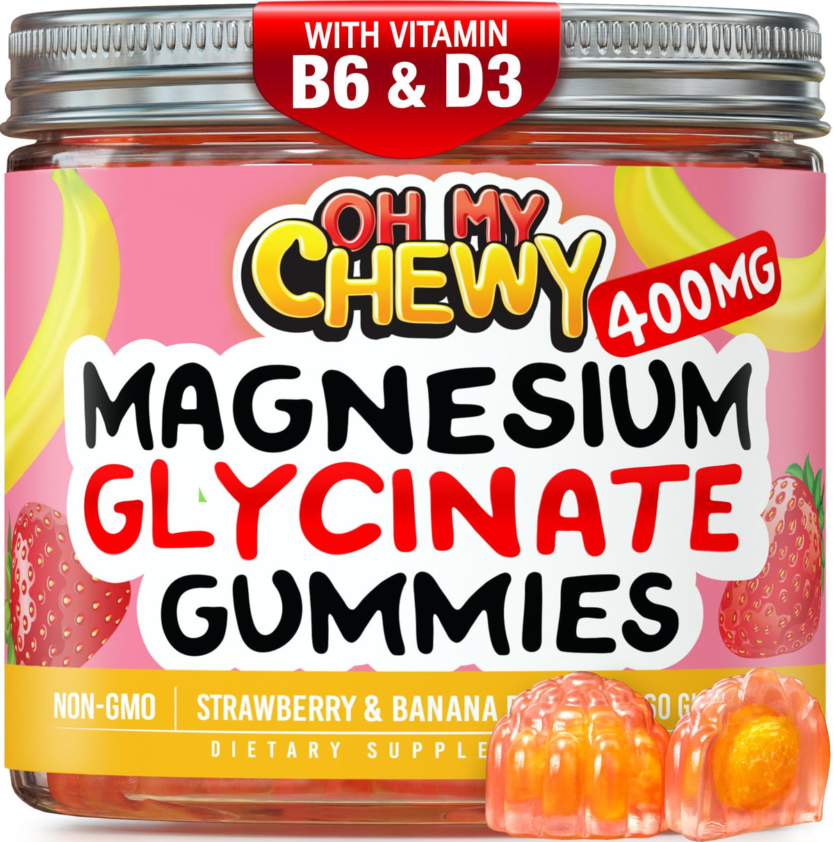 Buy supplements Center-Filled Magnesium Glycinate Gummies 400MG - High Absorption for Kids, Teens & Adults - Supplement for Sleep, Calm & Muscle Relaxation with B6 & D3 - Vitaza UK Supplements UK