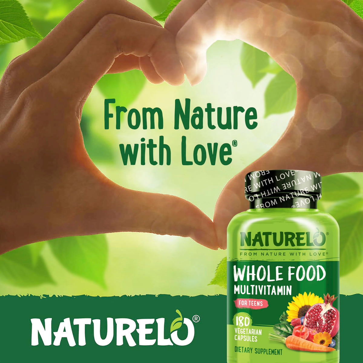Buy supplements NATURELO Multivitamins for Teenage Girls/Boys, 180 Capsules, Whole Food Multivitamin with Minerals, Non-GMO, Vegetarian - Vitaza UK Supplements UK