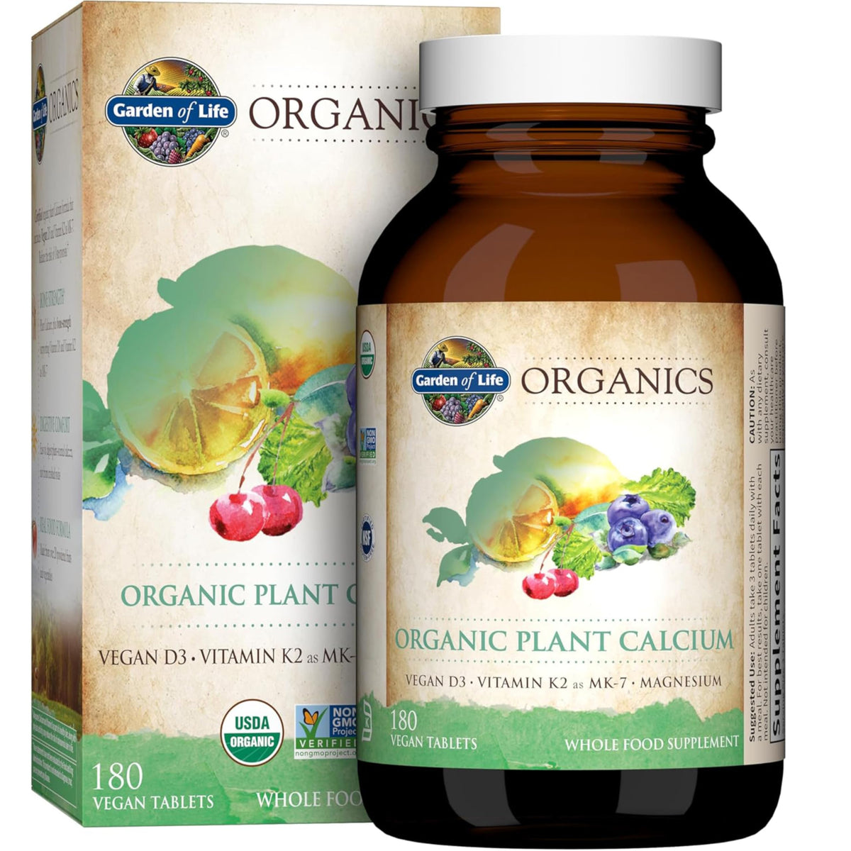Buy supplements Garden of Life Calcium Supplement with Magnesium & Organic Vitamin D3 K2, Made from Whole Foods, Gluten-Free, 180 Count - Vitaza UK Supplements UK