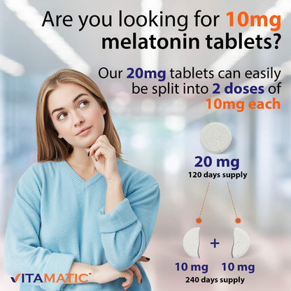 Vitamatic Melatonin 20mg Tablets | Vegetarian, Non-GMO, Gluten Free VitamaticBuy Supplements Australia