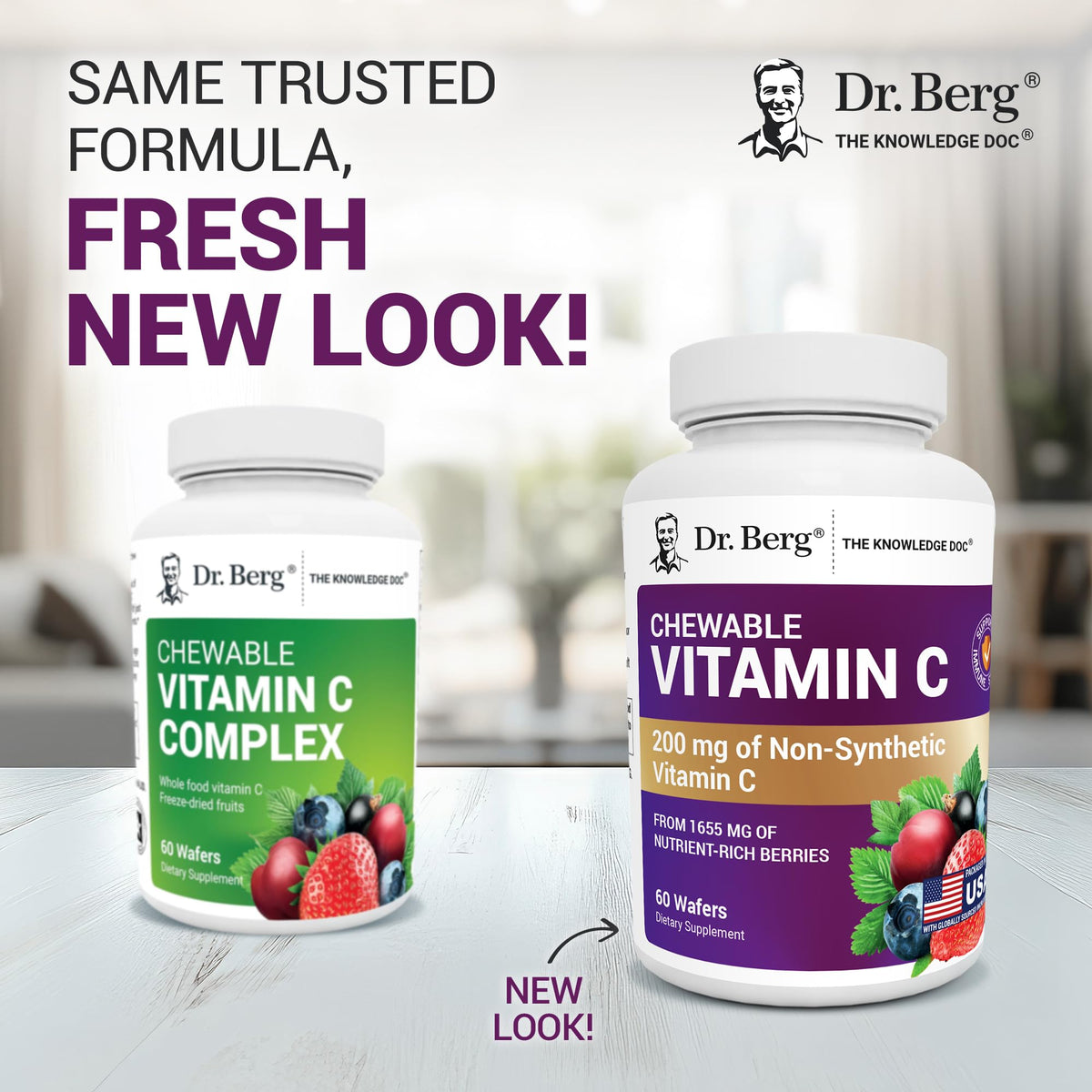 Buy supplements Dr. Berg Chewable Vitamin C Complex - Made with Organic, Non-GMO Berries - 60 Delicious Wafers - Vitaza UK Supplements UK