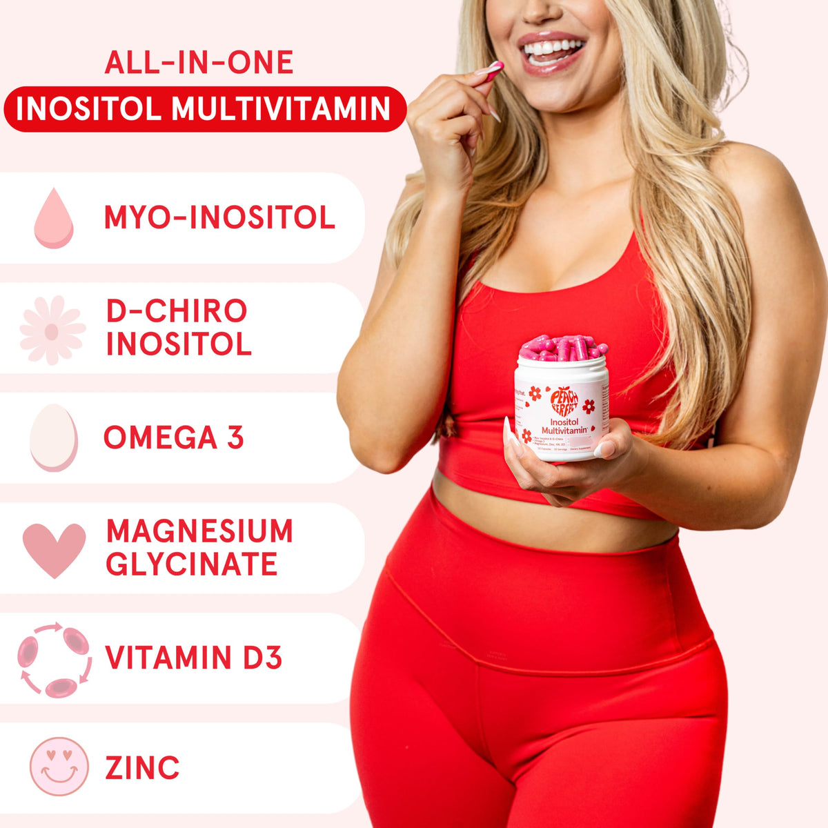 Buy supplements Peach Perfect Inositol Multivitamin – Myo-Inositol & D-Chiro 40:1 Blend, Omega-3, Vitamin D3, Magnesium, Zinc – Supports Women’s Health - Vitaza UK Supplements UK